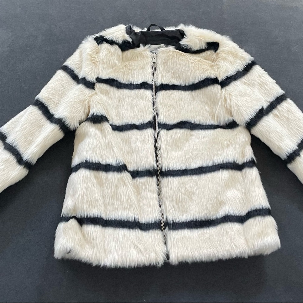 Striped Faux Fur Jacket